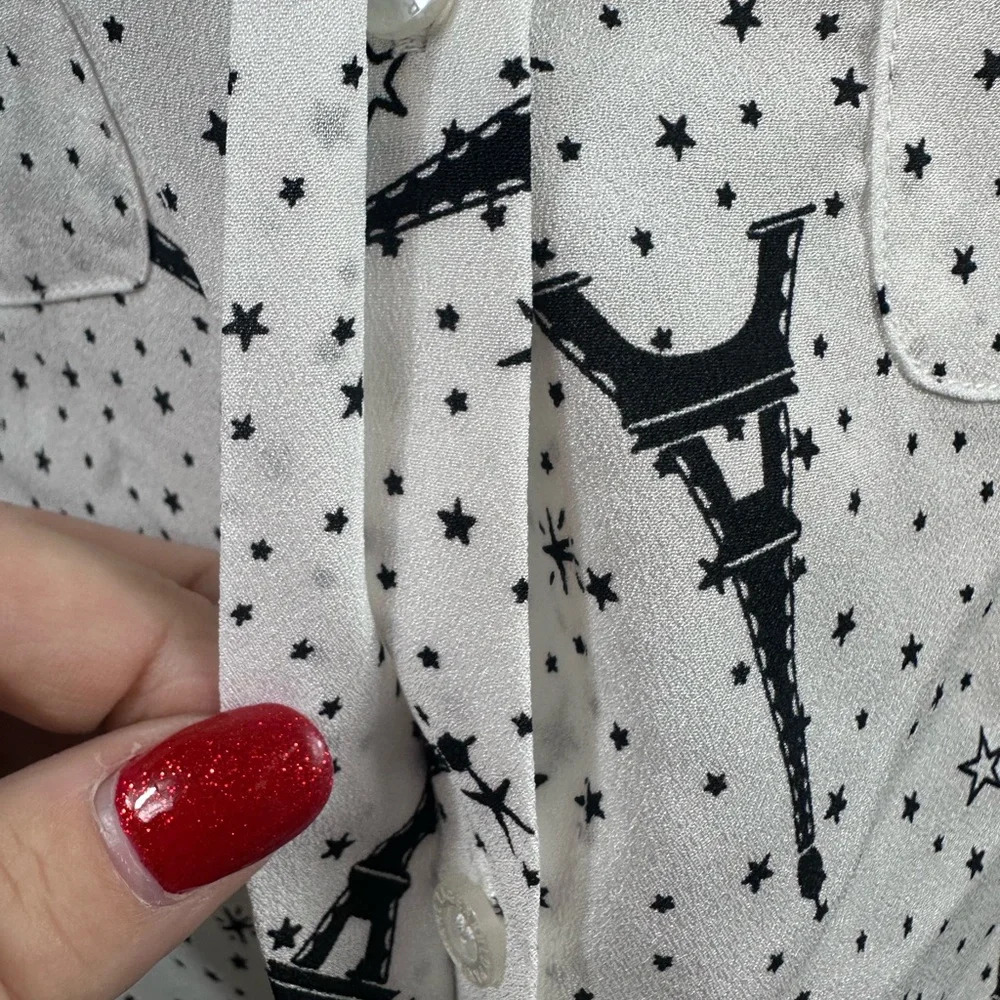 Karl Lagerfeld button down top with Paris Eiffel Tower Print size XL - Picture 9 of 12